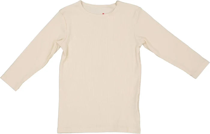 shell 3/4 sleeve ribbed - cream