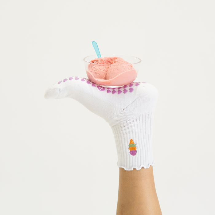 White Sherbet Grip Sock x PilaBarre by FLEO - 3