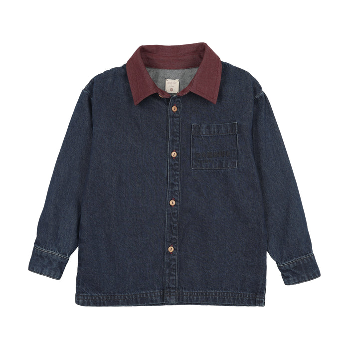 shirt l/s denim day - denim/burgundy