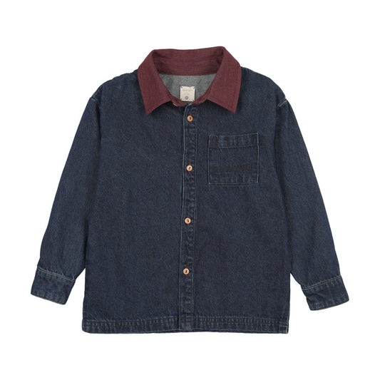 shirt l/s denim day - denim/burgundy