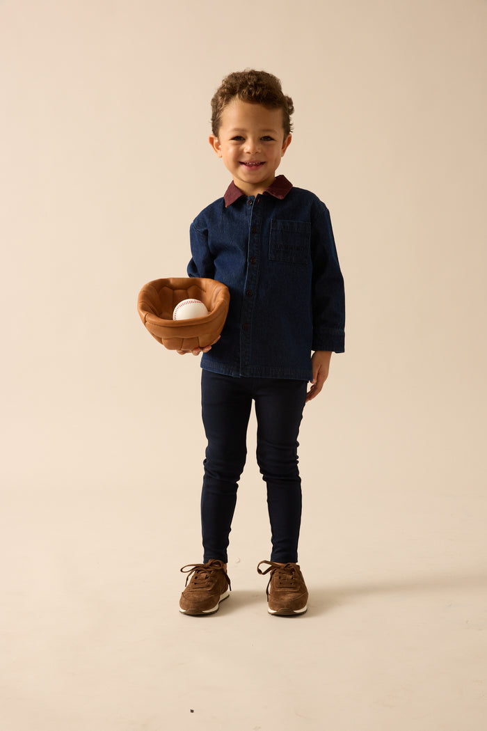 shirt l/s denim day - denim/burgundy