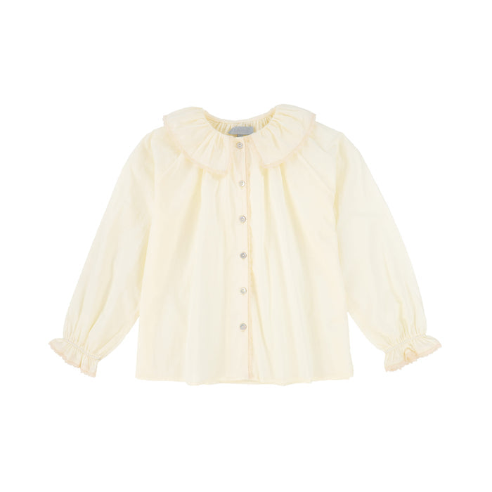 shirt l/s lace trim blouse - cream