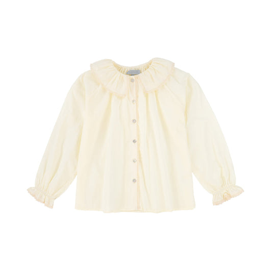 shirt l/s lace trim blouse - cream
