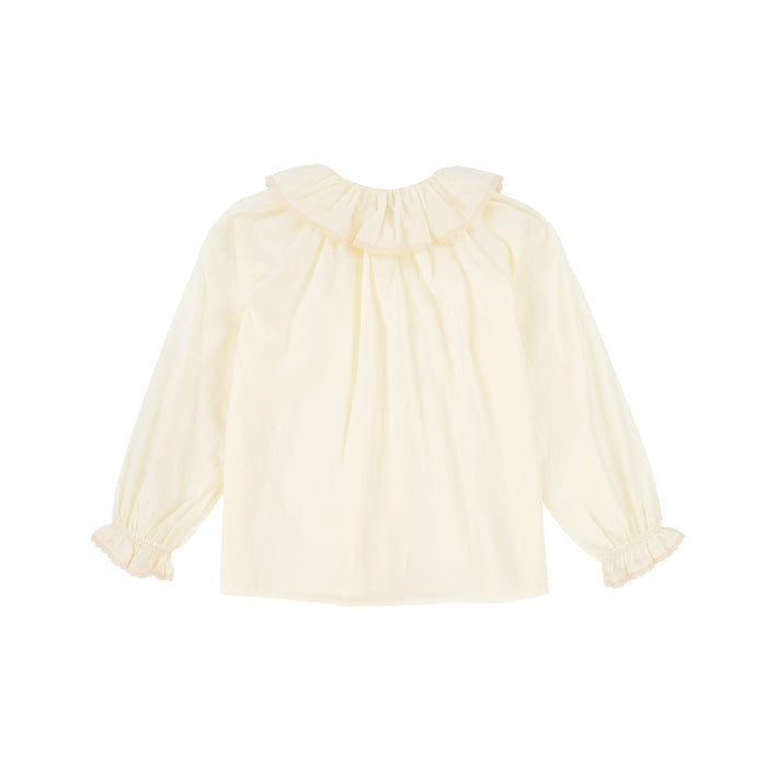 shirt l/s lace trim blouse - cream