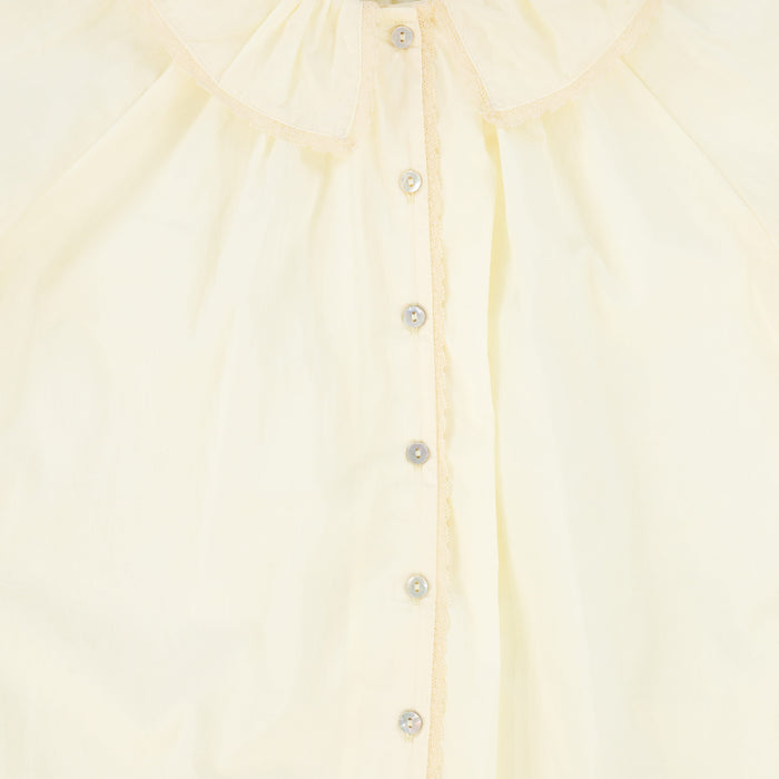 shirt l/s lace trim blouse - cream