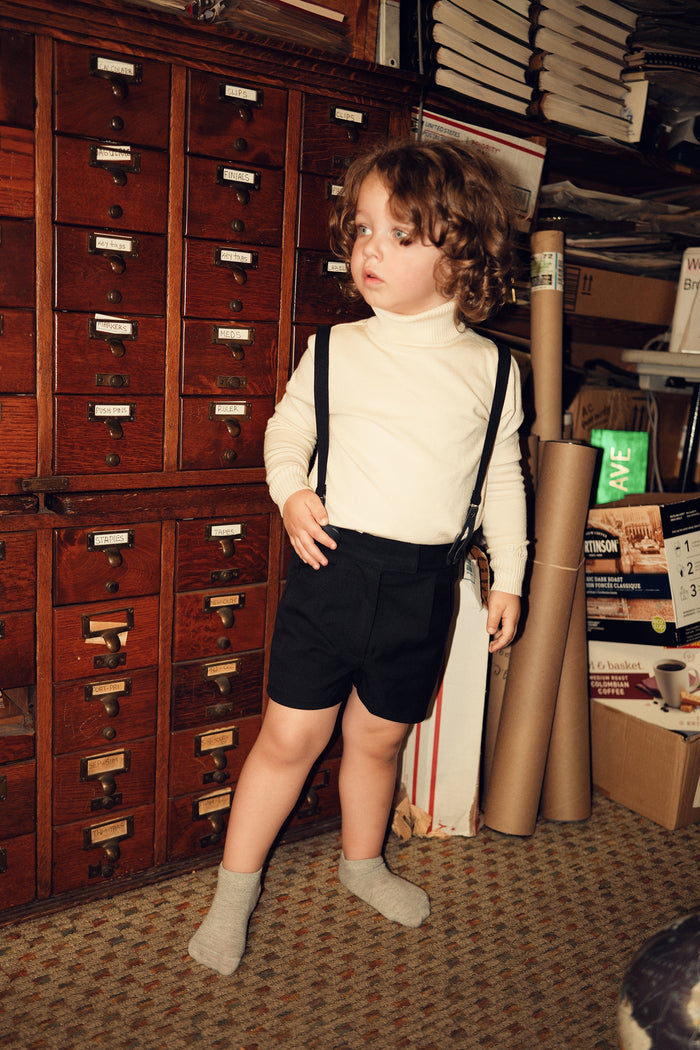 shorts double button suspender - navy