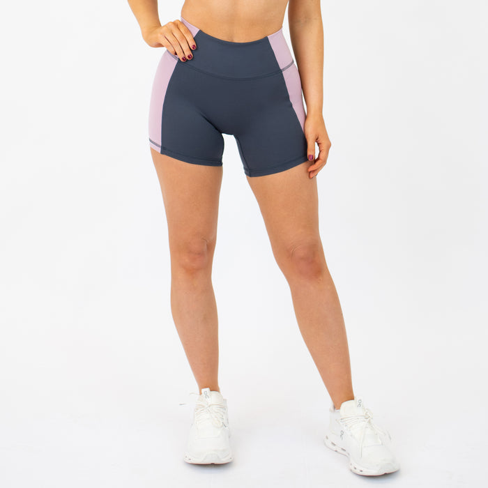Burnt Ash + Soft Mauve Sideline Short 5" - No Front Seam - High Rise by FLEO - 2