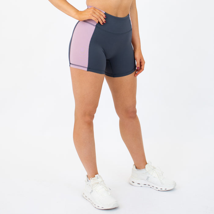 Burnt Ash + Soft Mauve Sideline Short 5" - No Front Seam - High Rise by FLEO - 4