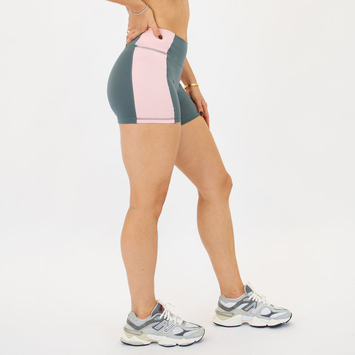 Balsam + Strawberry Cream Sideline Short 5" - No Front Seam - High Rise by FLEO - 5