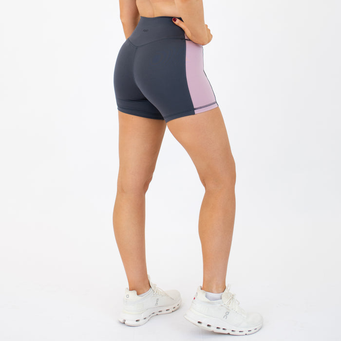 Burnt Ash + Soft Mauve Sideline Short 5" - No Front Seam - High Rise by FLEO - 5