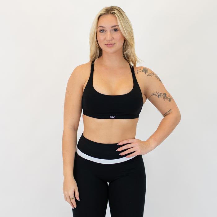 Black Sierra Sports Bra - Medium Support by FLEO - 1