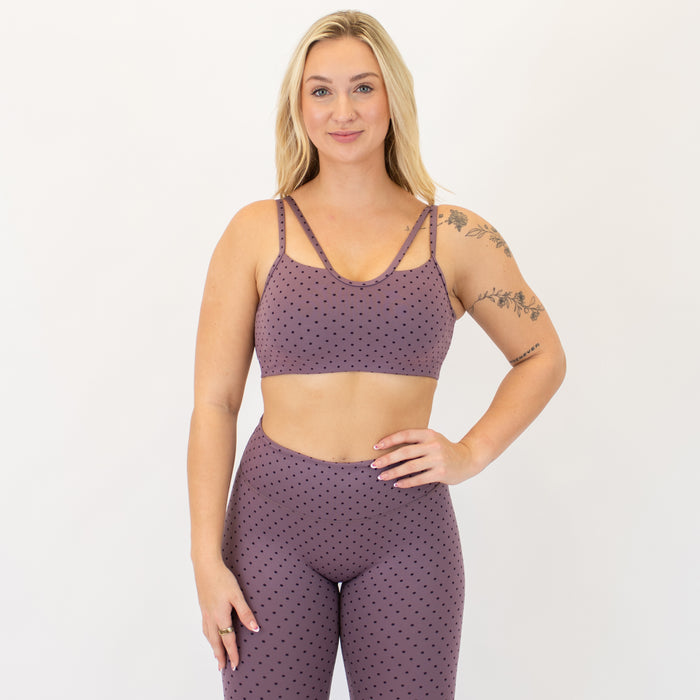 Smoky Mauve Mini Dot Siren Notch Bra - Medium Support by FLEO - 1
