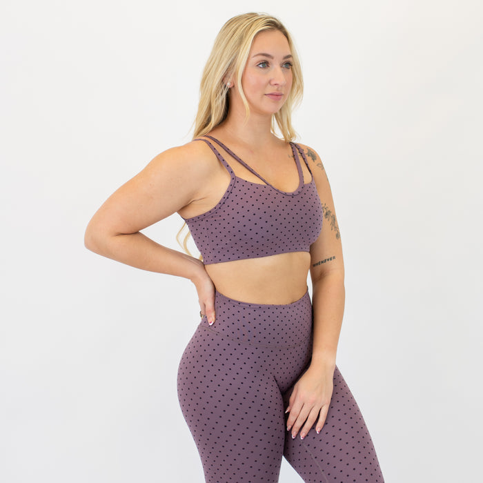 Smoky Mauve Mini Dot Siren Notch Bra - Medium Support by FLEO - 4