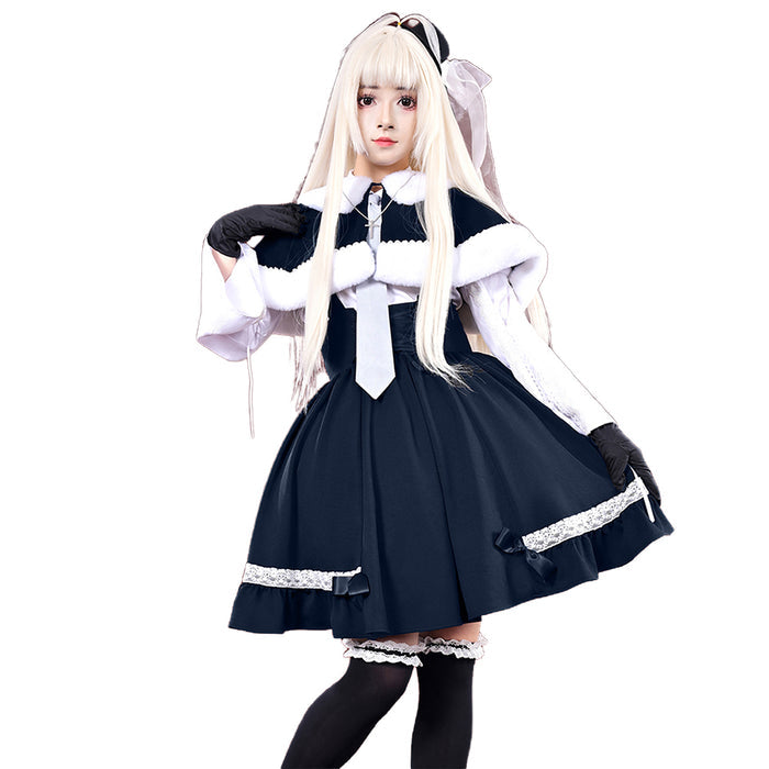【Size S-2XL】DokiDoki-R Anime Yosuga no Sora Cosplay Kasugano Sora Costume Winter Navy Blue White