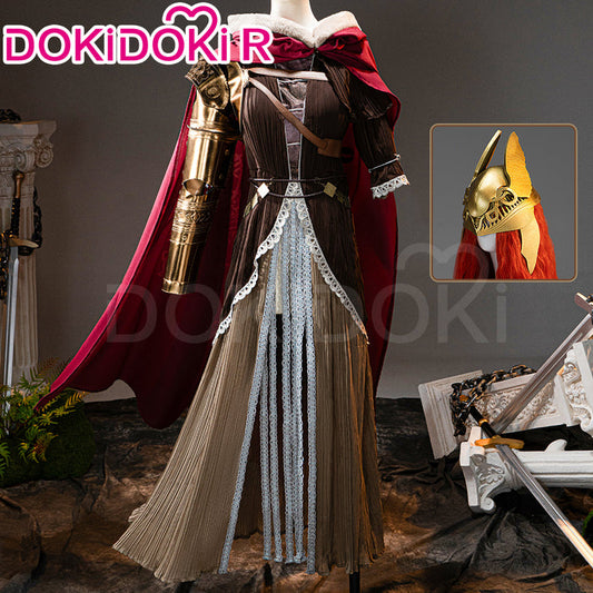 【Size XS-3XL】Dokidoki Game Cosplay Costume Brown Dress Red Cape