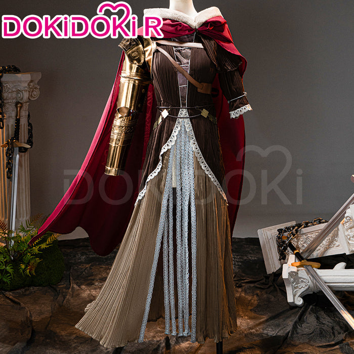 【Size XS-3XL】Dokidoki Game Cosplay Costume Brown Dress Red Cape