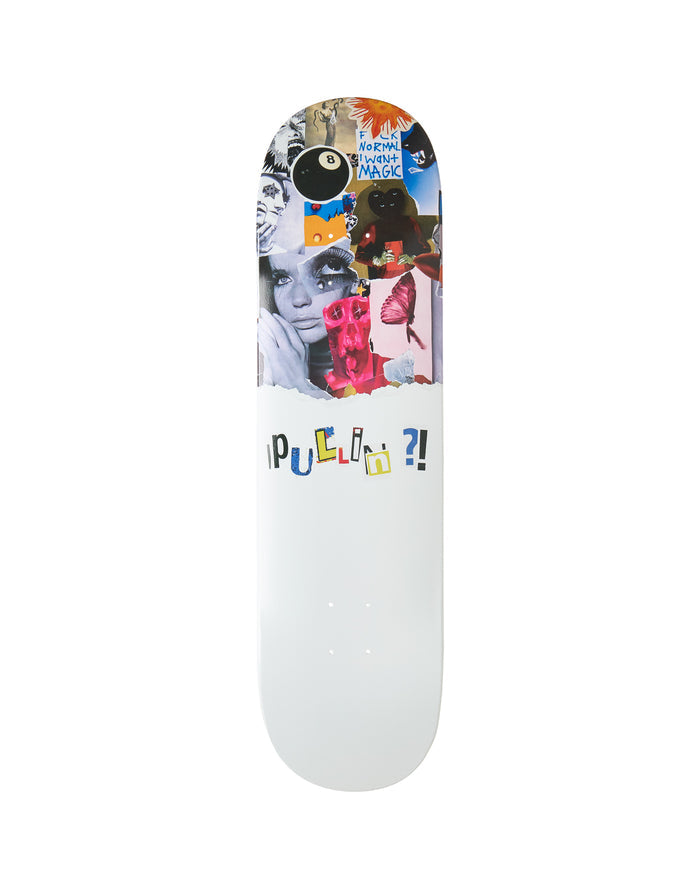skateboard collage PULLIN en wood