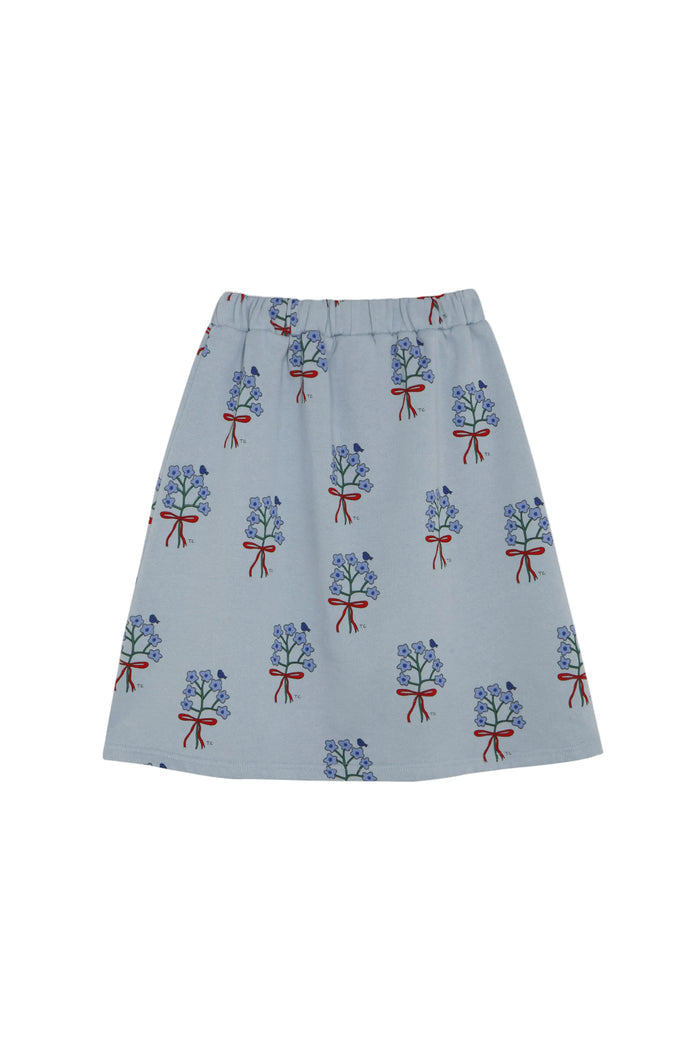 skirt bouquet print sweat - light blue