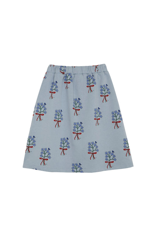 skirt bouquet print sweat - light blue