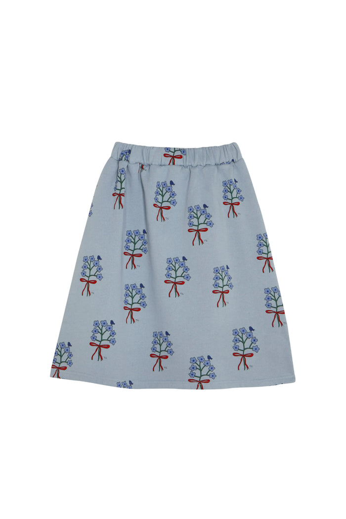 skirt bouquet print sweat - light blue