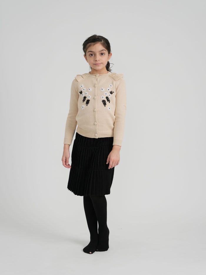 skirt knit pleated tiered - black