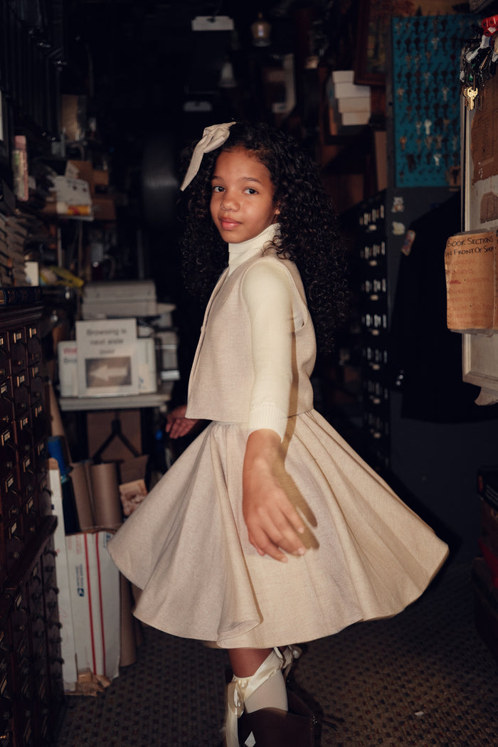 skirt marled wool circle - oatmeal