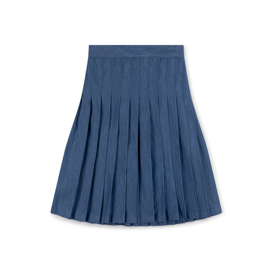 skirt pleated denim - chambray