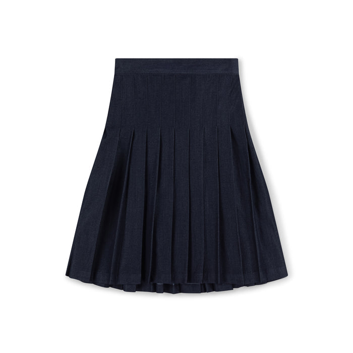skirt pleated denim - dark denim