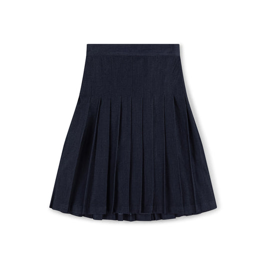 skirt pleated denim - dark denim
