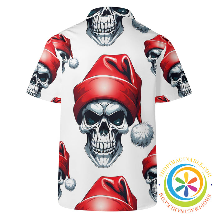Skull Santa Hat Hawaiian Casual Shirt Hawaiian