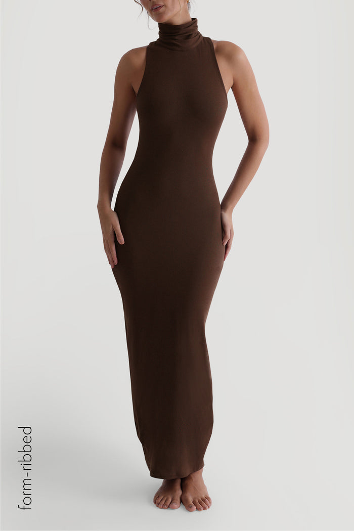 Sleeveless Turtleneck Maxi Dress - Cocoa