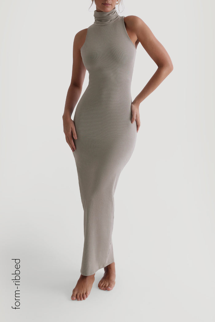 Sleeveless Turtleneck Maxi Dress - Quiet sage