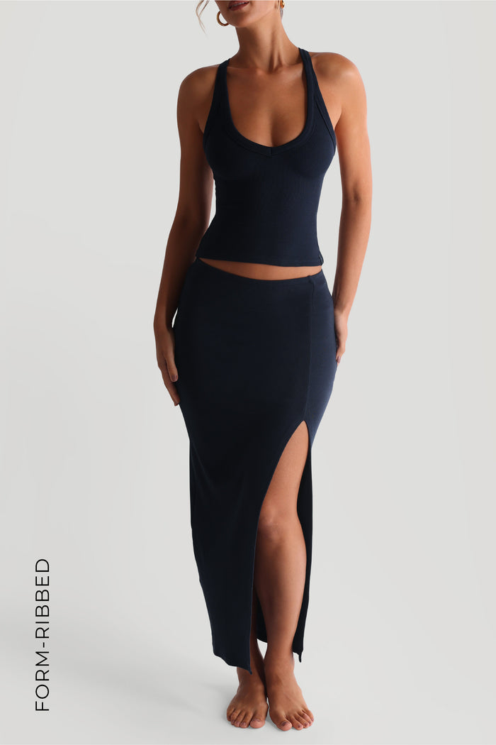 Slit Maxi Skirt - Navy