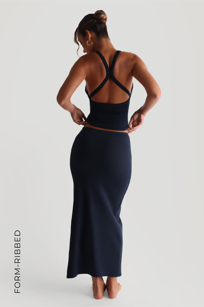 Slit Maxi Skirt - Navy
