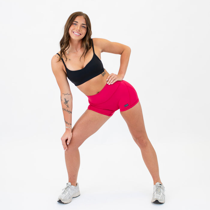 Lipstick Mid Rise Contour Training Shorts For Women