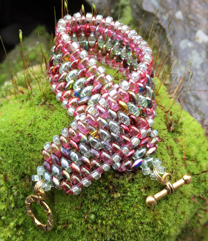 Snakeskin Bracelet - Pink and Green