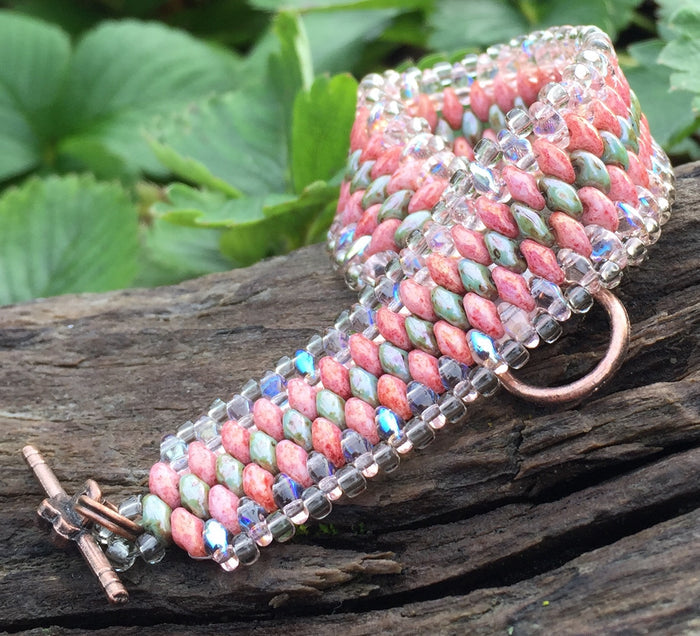 Snakeskin Bracelet - Salmon and Pale Turquoise