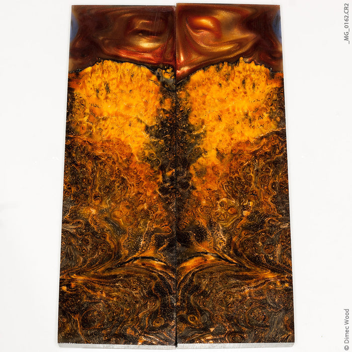 Stabilized hybrid wood black ash burl panels