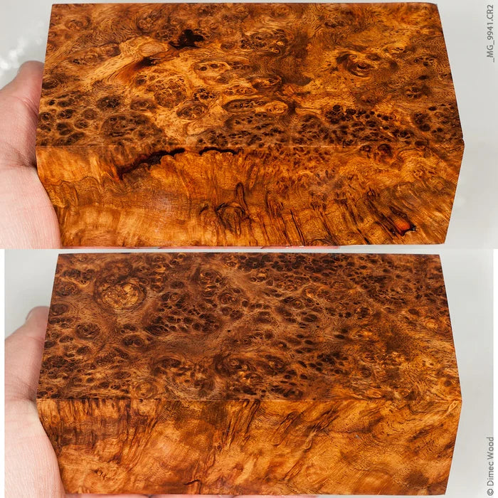 Stabilized wood golden amboyna burl block