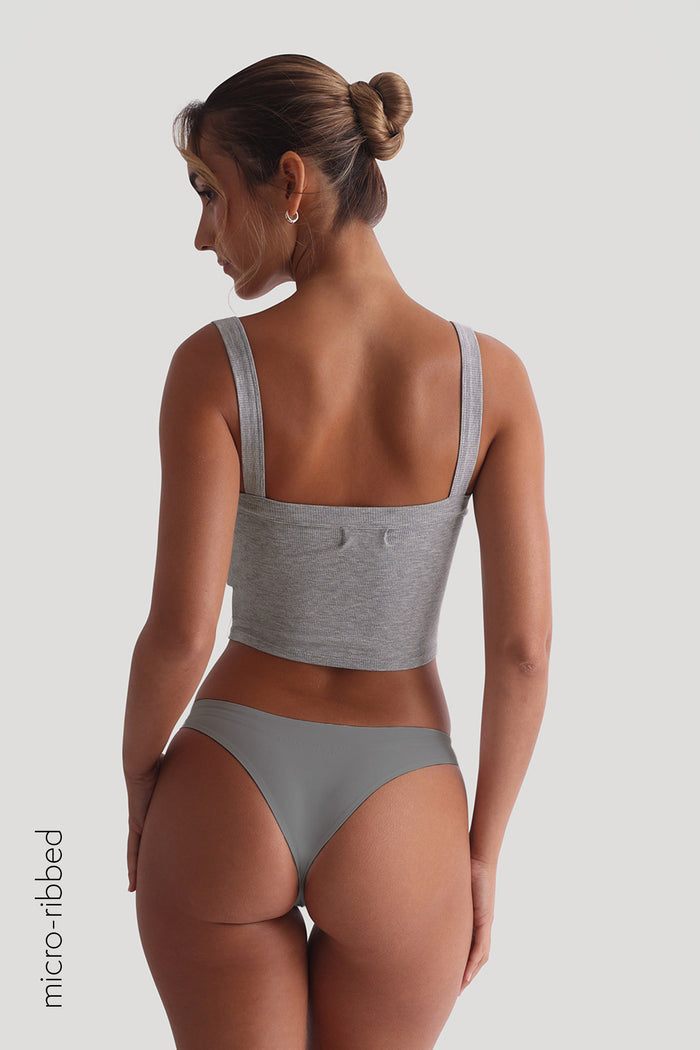 Staple Micro-Ribbed Crop Top - Heather Gray