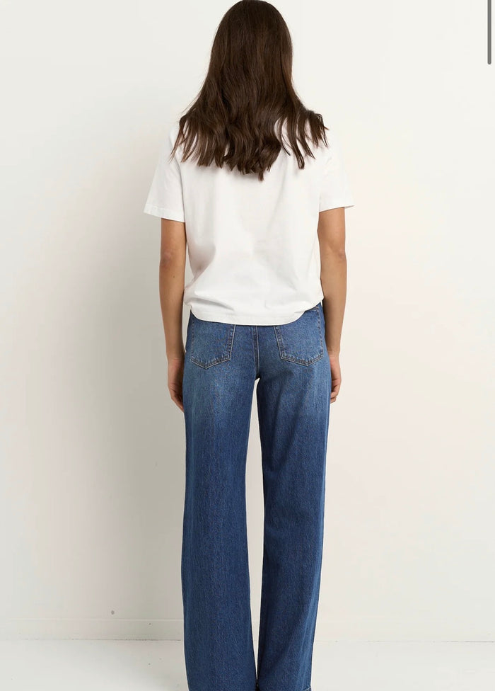 Stories be told Manhattan Mid Blue Mid Rise Stripe Jeans