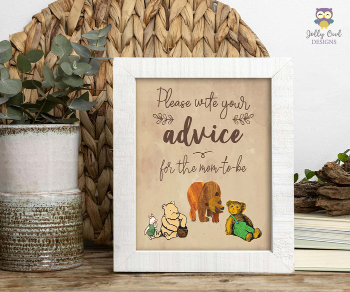 Story Book Themed Baby Shower - Advice and Well Wishes For The Mom-To-Be Sign - Jolly Owl Designs