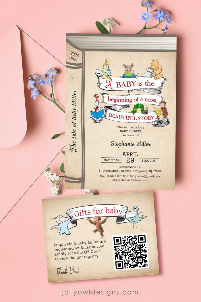 Storybook Baby Shower Invitation Bundle with Shower Registry Card