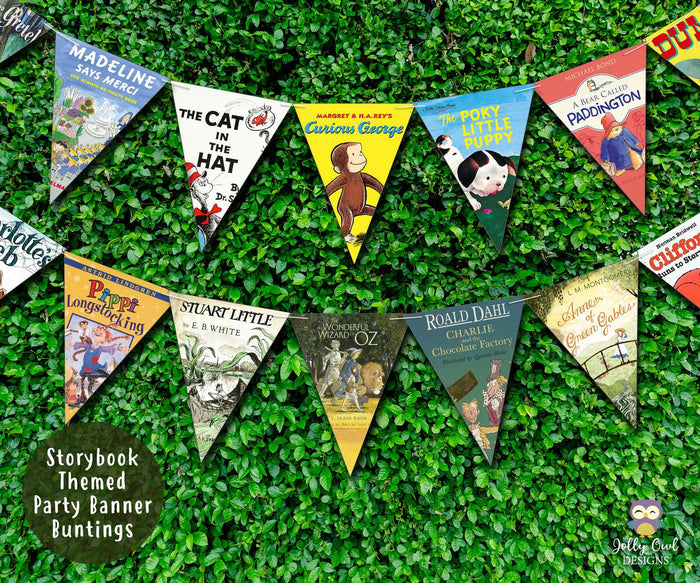 Storybook Book Themed Printable Banner Decoration - For Baby Shower or Birthday - Jolly Owl Designs