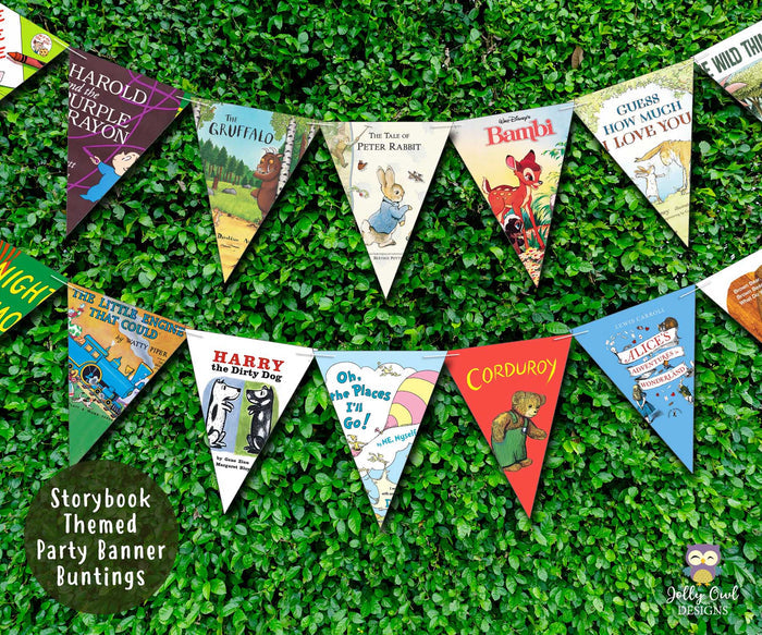 Storybook Book Themed Printable Banner Decoration - For Baby Shower or Birthday - Jolly Owl Designs