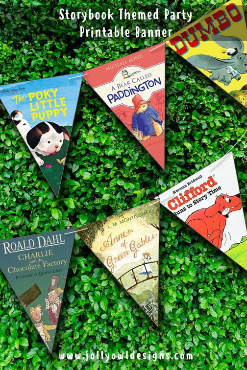 Storybook Book Themed Printable Banner Decoration - For Baby Shower or Birthday - Jolly Owl Designs