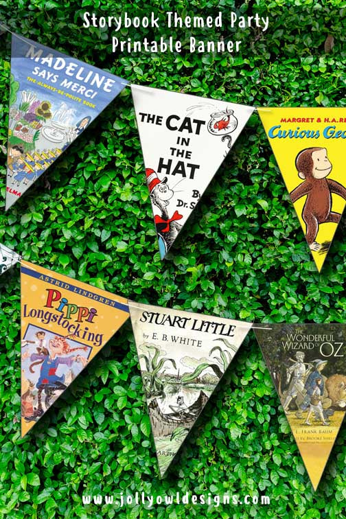 Storybook Book Themed Printable Banner Decoration - For Baby Shower or Birthday - Jolly Owl Designs