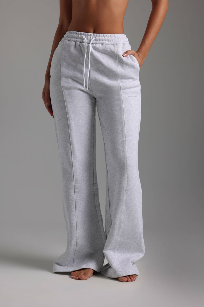 Structured Wide Leg Sweatpants - Light Heather Gray