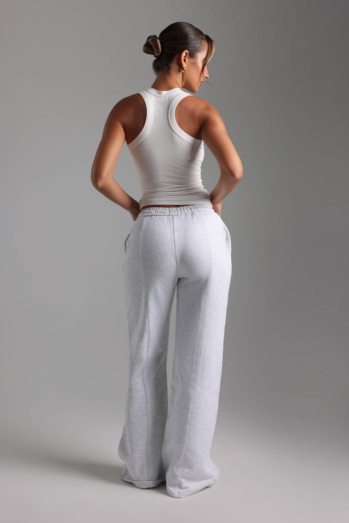 Structured Wide Leg Sweatpants - Light Heather Gray