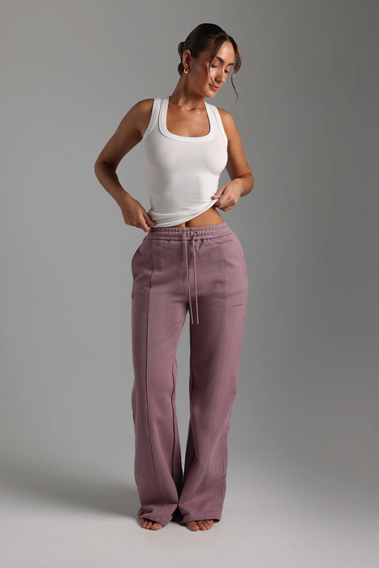 Structured Wide Leg Sweatpants - Vintage Purple